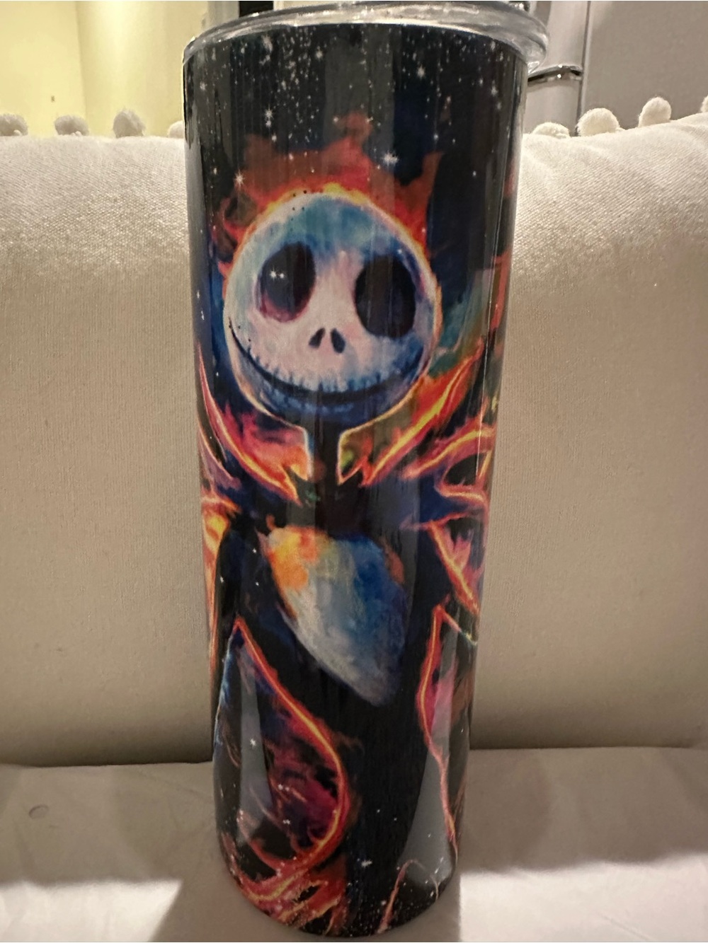 Jack : Skull Flame Galaxy Tumbler - Colorful Night Sky Design